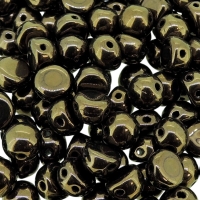 Cabochon Beads 2-Hole 6mm 20pcs - Jet Bronze