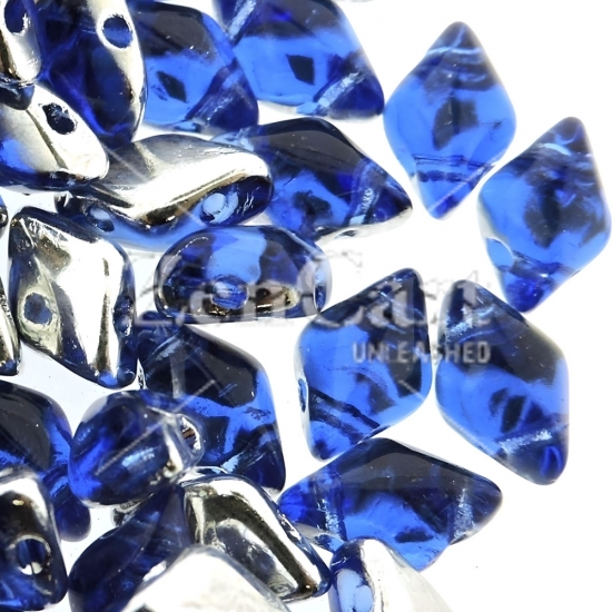 GemDUO 2-Hole beads 8x5mm 10GM - Backlit Sapphire - Click Image to Close