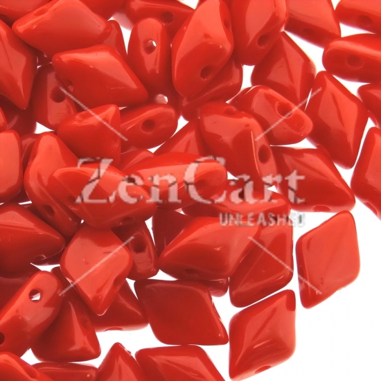 GemDUO 2-Hole beads 8x5mm 10GM - Coral Red Opaque - Click Image to Close