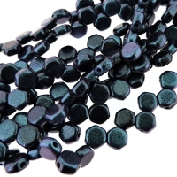 Czech Glass Honeycomb Beads 2-Hole 6mm 30 Pcs Motley Denim Blue