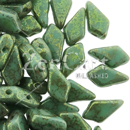 Kite Beads 2-Hole 9x5mm 9GM - Turquoise Green Lumi - Click Image to Close