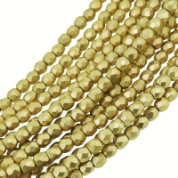 Fire Polished Faceted 3mm Round Beads 50pcs - Aztec Gold