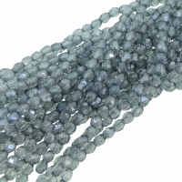 Fire Polished Faceted 3mm Round Beads 50pcs - Luster TR Blue