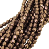 Fire Polished Faceted 4mm Round Beads 100pcs - Sd Gold Ash Rose