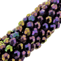 Fire Polished Faceted 4mm Round Beads 100pcs - Purple Iris