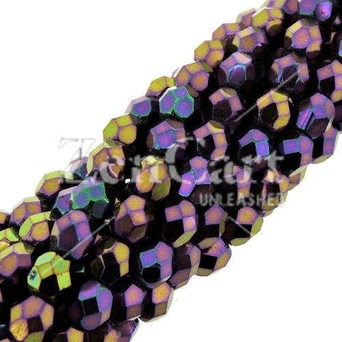 Fire Polished Faceted 4mm Round Beads 100pcs - Purple Iris - Click Image to Close