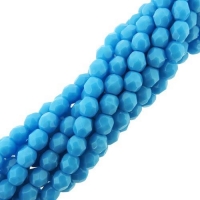 Fire Polished Faceted 4mm Round Beads 100pcs - Opaque Blue Turq
