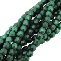 Fire Polished Faceted 4mm Round Beads 100pcs - Mtlc Suede Leafy