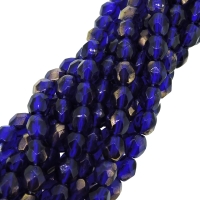 Fire Polished Faceted 4mm Round Beads 100pcs - Cobalt Copper