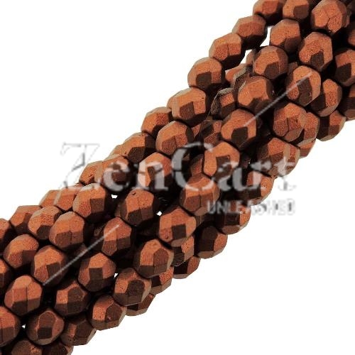 Fire Polished Faceted 4mm Round Beads 100pcs - Mat Mtlc Copper - Click Image to Close