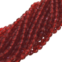 Fire Polished Faceted 4mm Round Beads 100pcs - Ruby Red