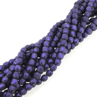 Fire Polished Faceted 4mm Round Beads 100pcs Opalescent Purple