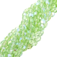 Fire Polished Faceted 4mm Round Beads 100pcs - Peridot AB