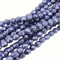 Fire Polished Faceted 6mm Round Beads 6" Strand - CT SM Crocus