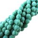 Fire Polished Faceted 6mm Round Beads 6"str - Opq Turquoise