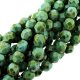Fire Polished Faceted 6mm Round Beads 6"str - Picasso Opq Turqse