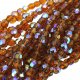 Fire Polished Faceted 6mm Round Beads 6"str - Dark Topaz AB