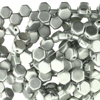 Czech Glass Honeycomb Beads 2-Hole 6mm 30 Pcs Aluminum Silver