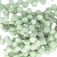 Czech Glass Honeycomb Beads 2-Hole 6mm 30 Pcs Chalk Green Luster