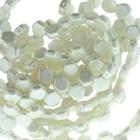 Czech Glass Honeycomb Beads 2-Hole 6mm 30 Pcs Pastel White