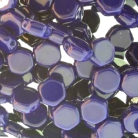 Czech Glass Honeycomb Beads 2-Hole 6mm 30 Pcs Navy Blue