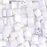 Miyuki Tila Beads 5mm 2-hole Square Matte Unicorn White 7.2GM