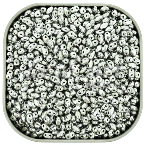 Czech MiniDuo Two-hole Beads 4x2mm Crystal Full Labrador 8g - Click Image to Close