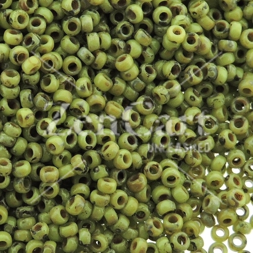 Miyuki Round Seed Beads 15/0 Picasso Chartreuse Matte 8.2GM - Click Image to Close
