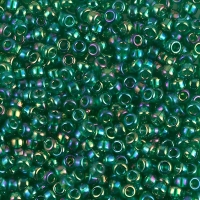 Miyuki Round Seed Beads Size 8/0 Transparent Green AB 22GM