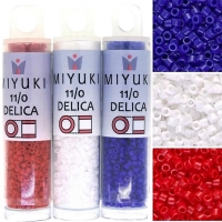 Miyuki Delica Seed Beads 11/0 Combo: Red, White & Blue