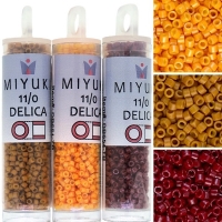 Miyuki Delica Seed Beads 11/0 Combo: Opq Squash, Pumpkin, Crnbry