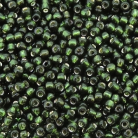 Seed Beads Round Size 11/0 28GM Silver Lined Dark Emerald