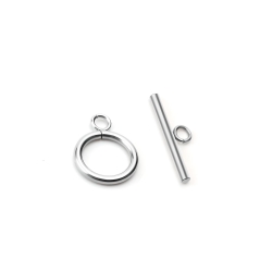 Toggle Clasp 20x15mm Stainless Steel 10 Sets Silver Tone 