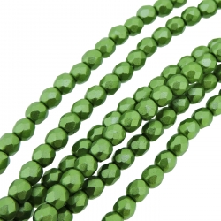  Fire Polished Faceted 3mm Round Beads 50pcs - Pastel Olivine 