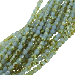  Fire Polished Faceted 3mm Round Beads 50pcs - Milky Aqua Celsian 