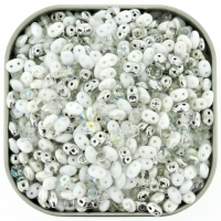 Czech SuperDuo Two-hole Beads 5x2.5mm "White Wedding" Mix 22.5G