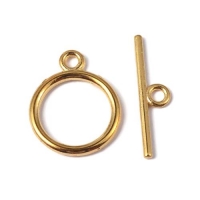 Toggle Clasps Round 15x2mm 20 Sets Gold Tone