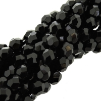 Fire Polished Faceted 4mm Round Beads 100pcs - Jet Black