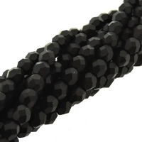 Fire Polished Faceted 4mm Round Beads 100pcs - Jet Black Matte
