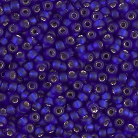 Miyuki Round Seed Beads Size 8/0 Matte Silver Lined Cobalt 22GM