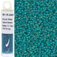 Miyuki Round Seed Beads 15/0 Matte Transparent Teal AB 8.2GM