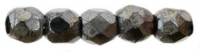 Fire Polished Faceted 2mm Round Beads 50pcs - Hematite