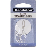 Beadalon Ear Wires, Swirl 20mm, Silver Plated, 4 pcs