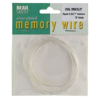 Memory Wire Bracelet Oval 2.2 x 2.7 12 Loops, Silver Plated