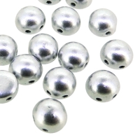 Cabochon Beads 2-Hole 6mm 20pcs - Aluminum Silver