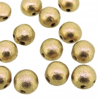 Cabochon Beads 2-Hole 6mm 20pcs - Etched Pale Gold