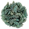Czechmate 2-Hole Crescent Beads 10x4mm 10g - Turq Bronze Picasso