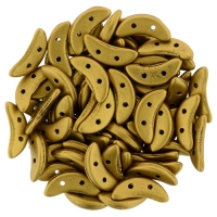 Czechmate 2-Hole Crescent Beads 10x4mm 10g - Matte Mtlc Ant Gold
