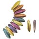 Dagger Beads 2-Hole 5x16mm Violet Gold Rainbow 25pcs