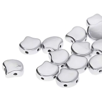 Czech Glass 2-Hole Ginko Beads 7.5mm 22GM Aluminum Silver